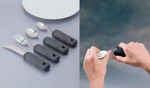 Couverts adaptés Sure Grip - 1 set de 4 pcs (couteau, fourchette, cuillère, cuillère à café) - 1 pc