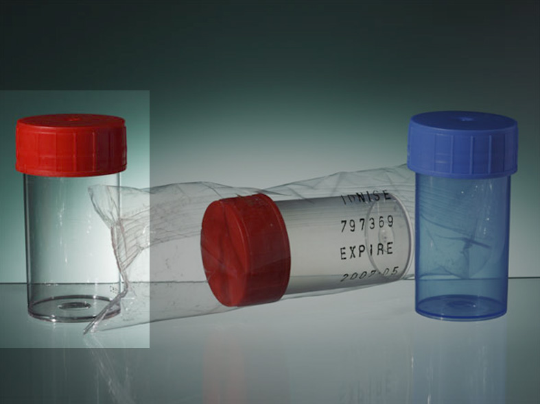 Pots à urine - avec couvercle rouge - 60 ml - non-stériles - 20 pcs