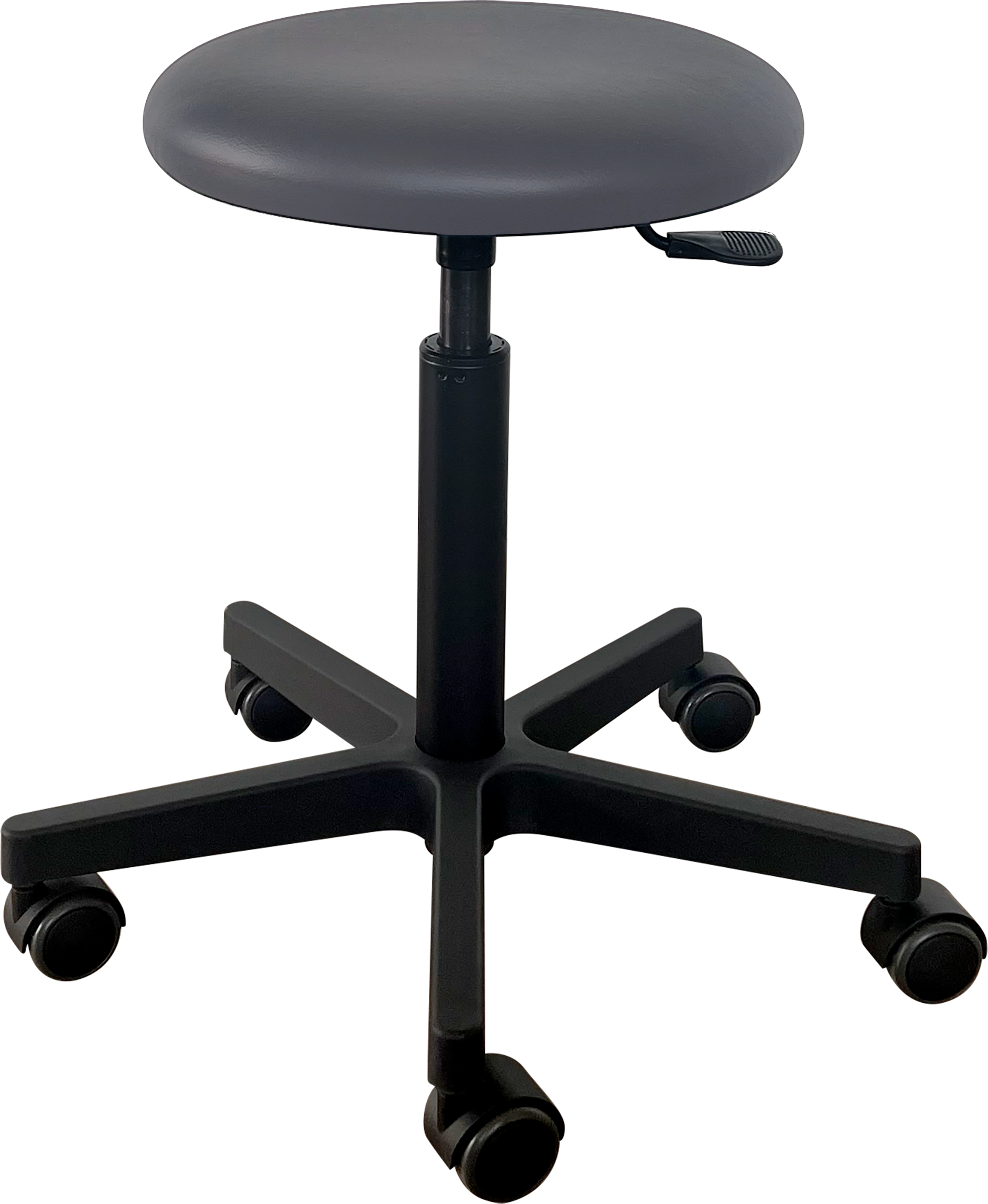 Tabouret Saar - zwarte kunststof - 5 wielen - 52 - 72 cm - Fresh bekleding - Titanium - 1 st
