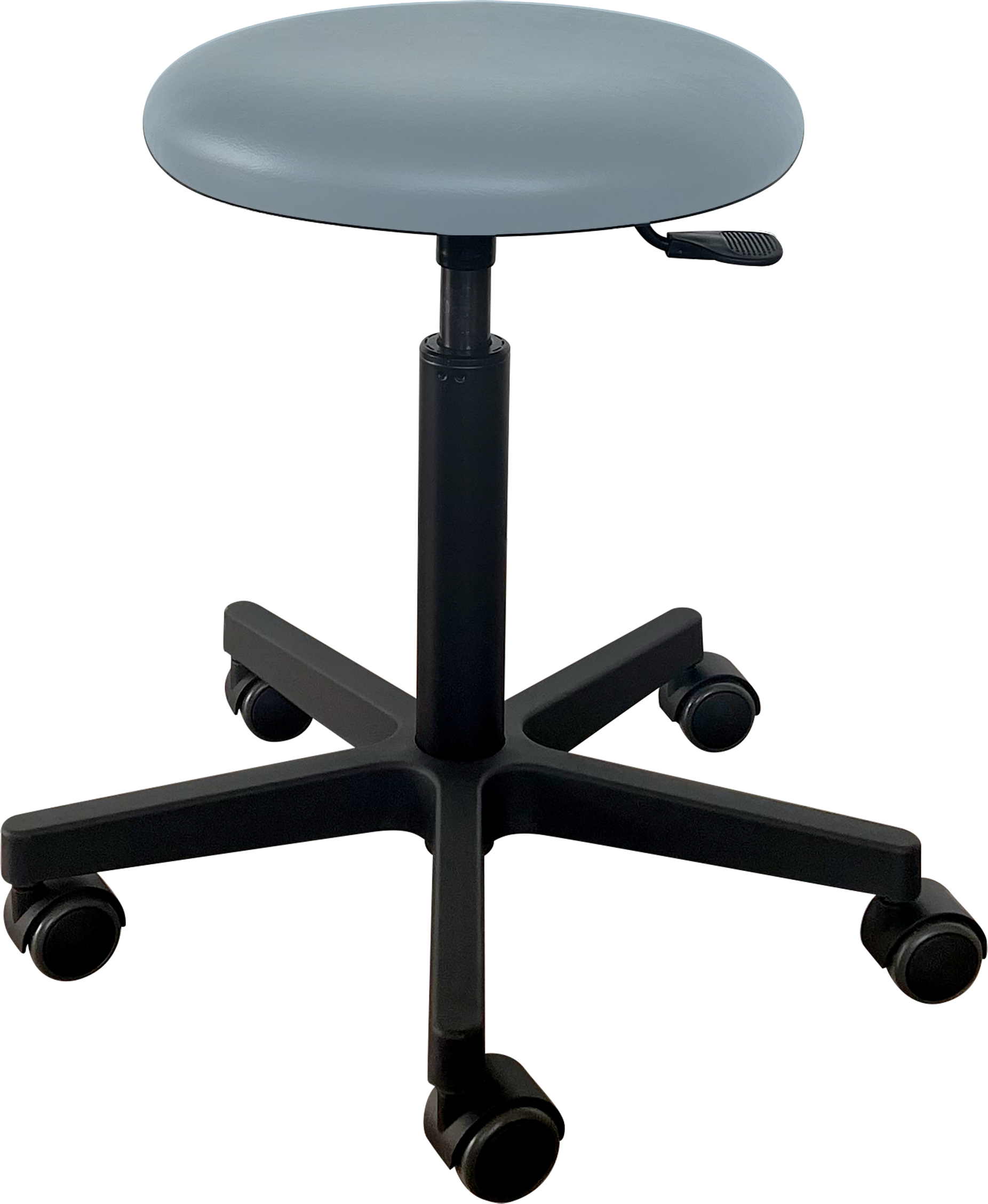 Tabouret Saar - zwarte kunststof - 5 wielen - 52 - 72 cm - Fresh bekleding - Ice Blue - 1 st