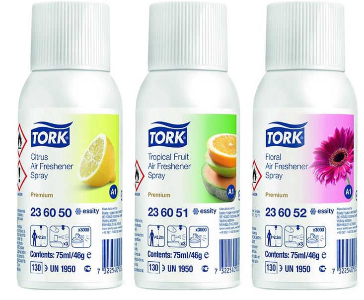 Tork Luchtverfrisserspray - mix van 4 geuren - 75 ml - 1 x 12 st