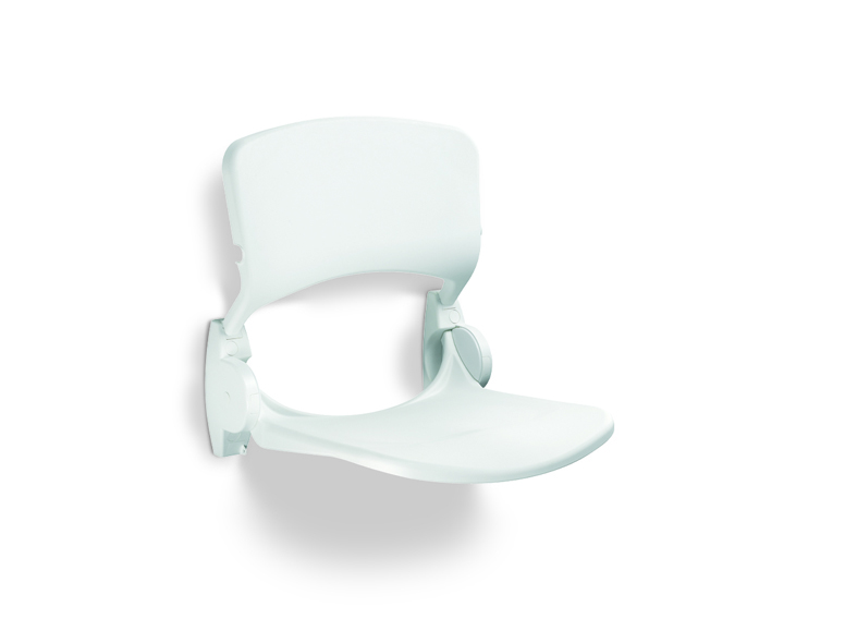 Assise de douche rabbatable - avec dossier - blanc - 1 pc