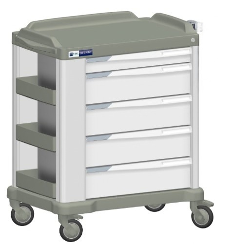 Presto 600 L - 5 tiroirs et 3 étagères gauche - 855 x 594 x 1015 mm - gris - 1 pc