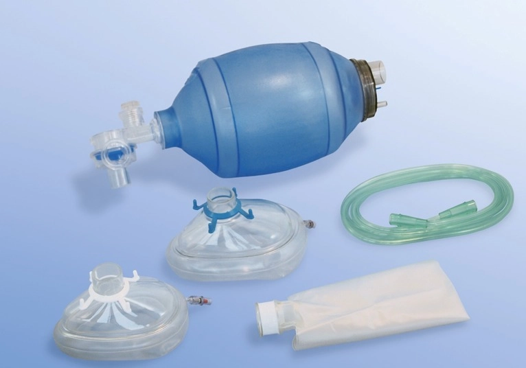Beademingsballon volwassenen - PVC - eenmalig gebruik - 1600ml - set masker 4/ 5 + O₂ beademingsballon 2500 ml