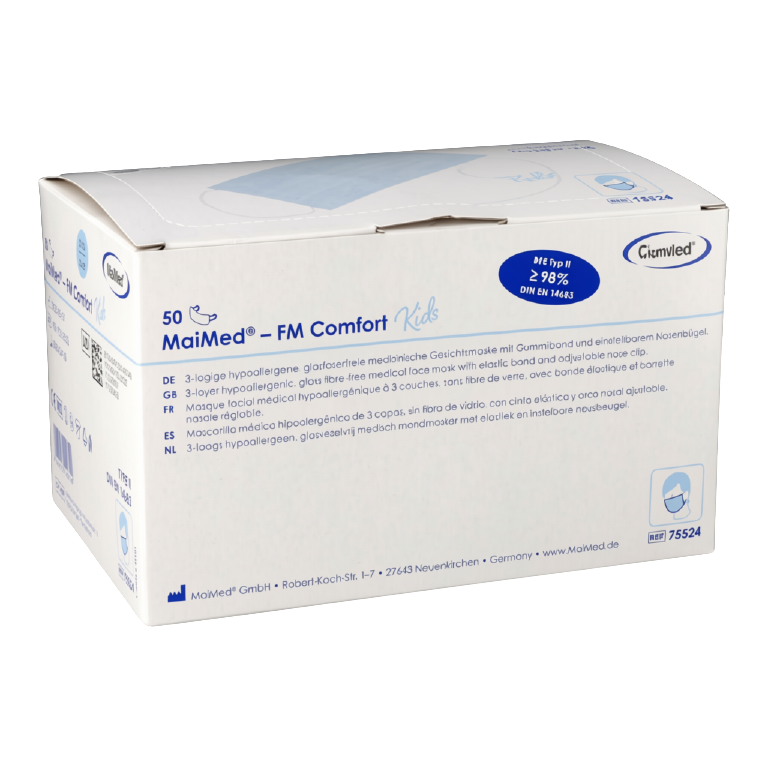 MaiMed-FM - Comfort voor kinderen met elastiek - 3-laags - blauw - 1 x 50 st