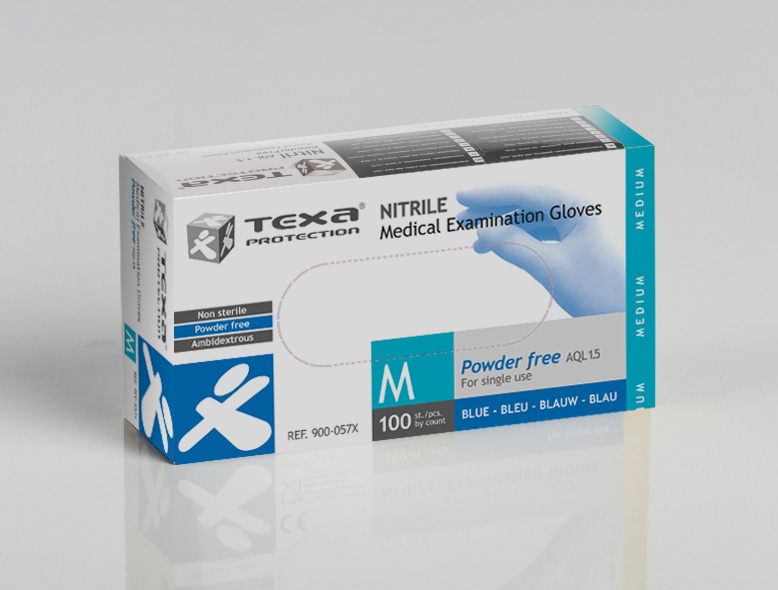 Gants d'examen Nitrile - non-stérils - bleu - M - 10 x 100 pcs