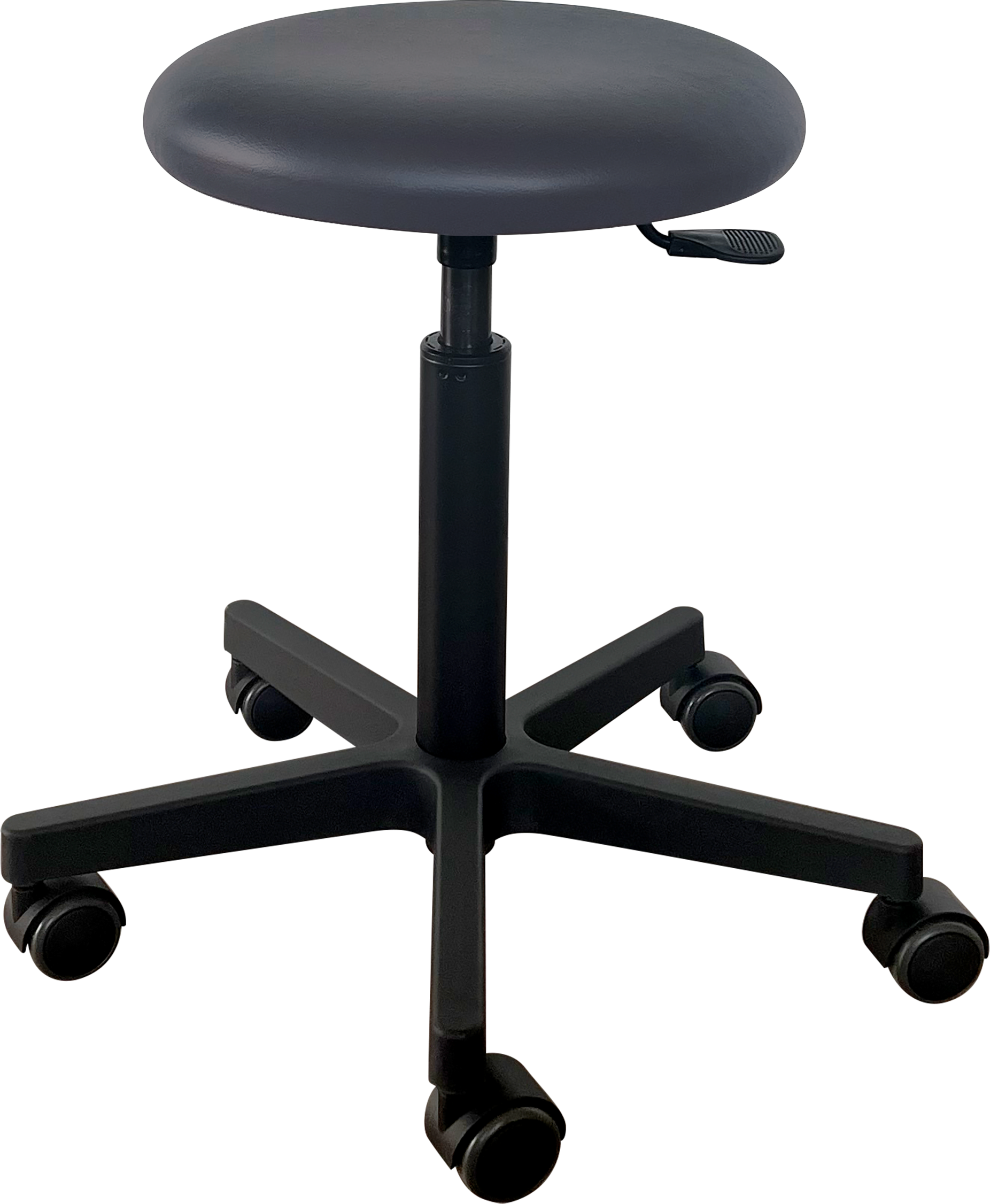 Tabouret Saar - zwarte kunststof - 5 wielen - 52 - 72 cm - Fresh bekleding - Coriander - 1 st
