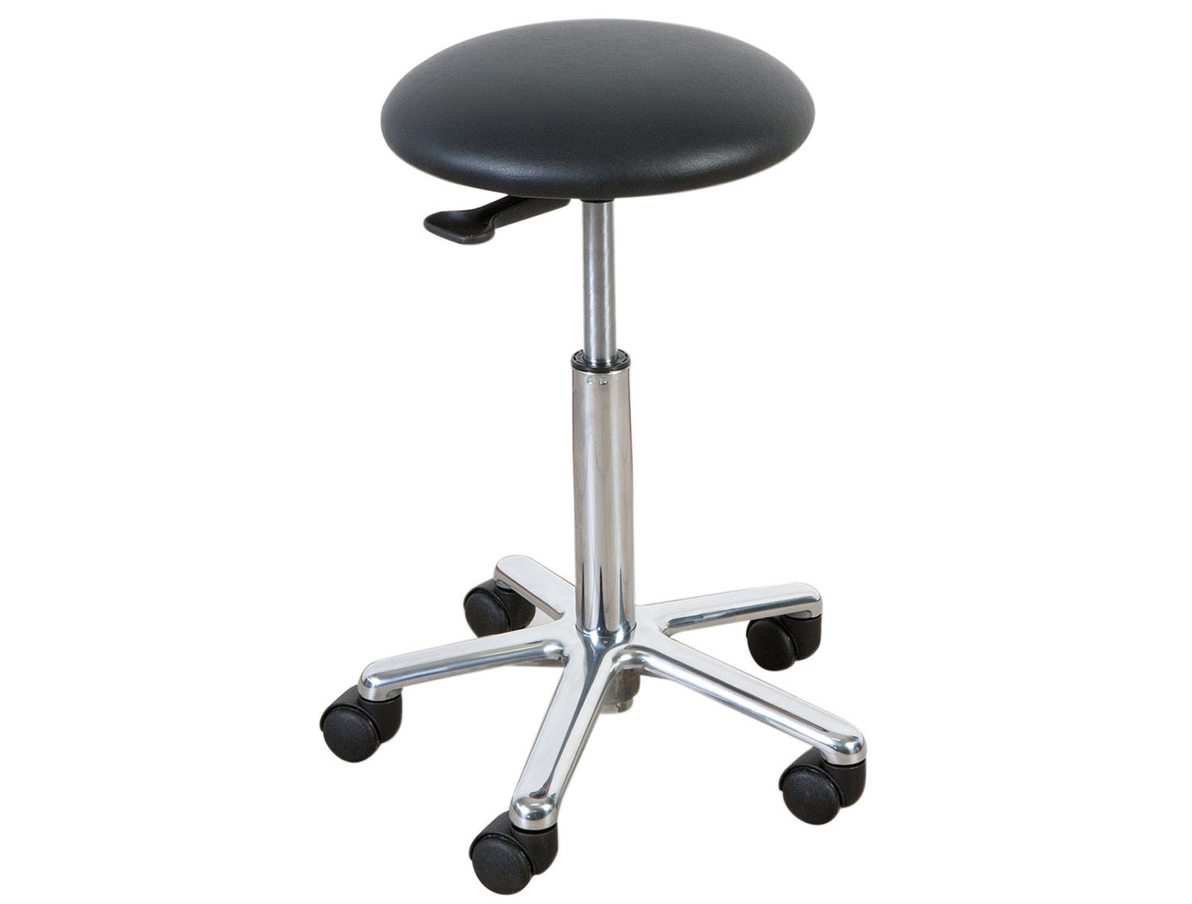 Tabouret Saar - zwart kunststof - 5 wielen - 52 - 72 cm - Fresh bekleding - Zwart - 1 st