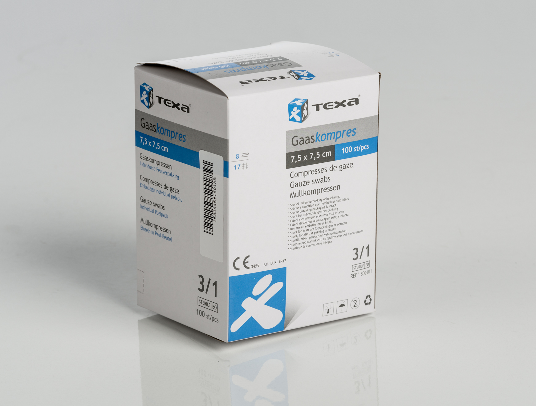 Texa® gaaskompressen - steriel - 7,5 x 7,5 cm - 100 x 1 st