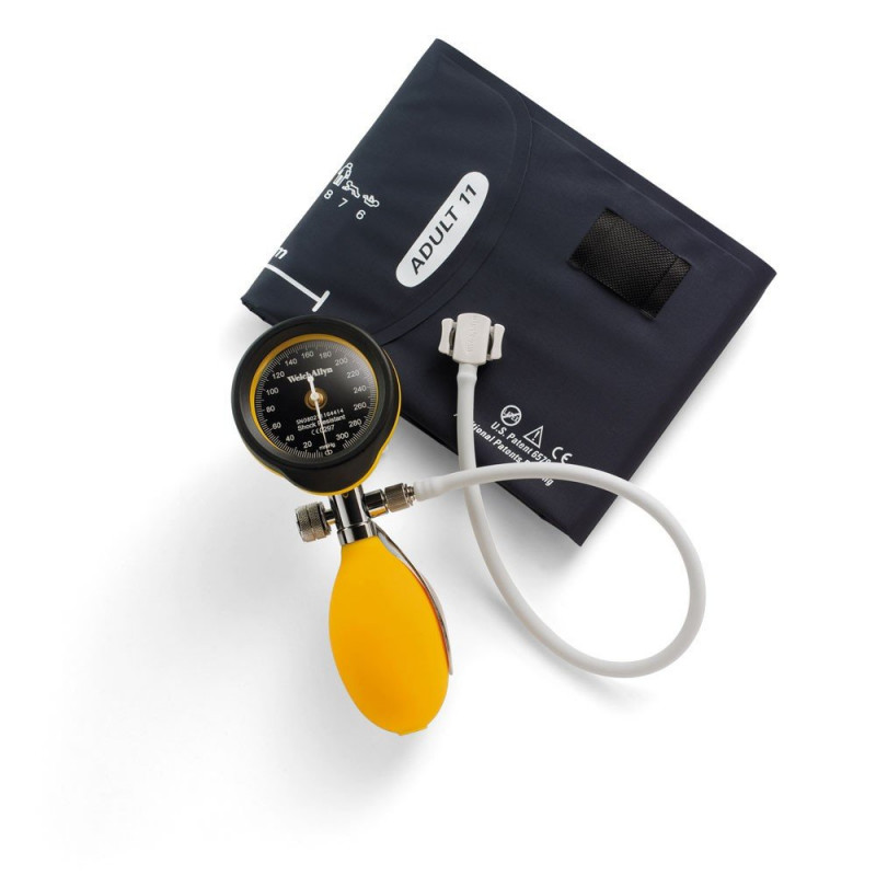 WelchAllyn manuele bloeddrukmeter ds55 - gele peer - 1 slang - flexiport manchet maat 11 - etui - 1 st