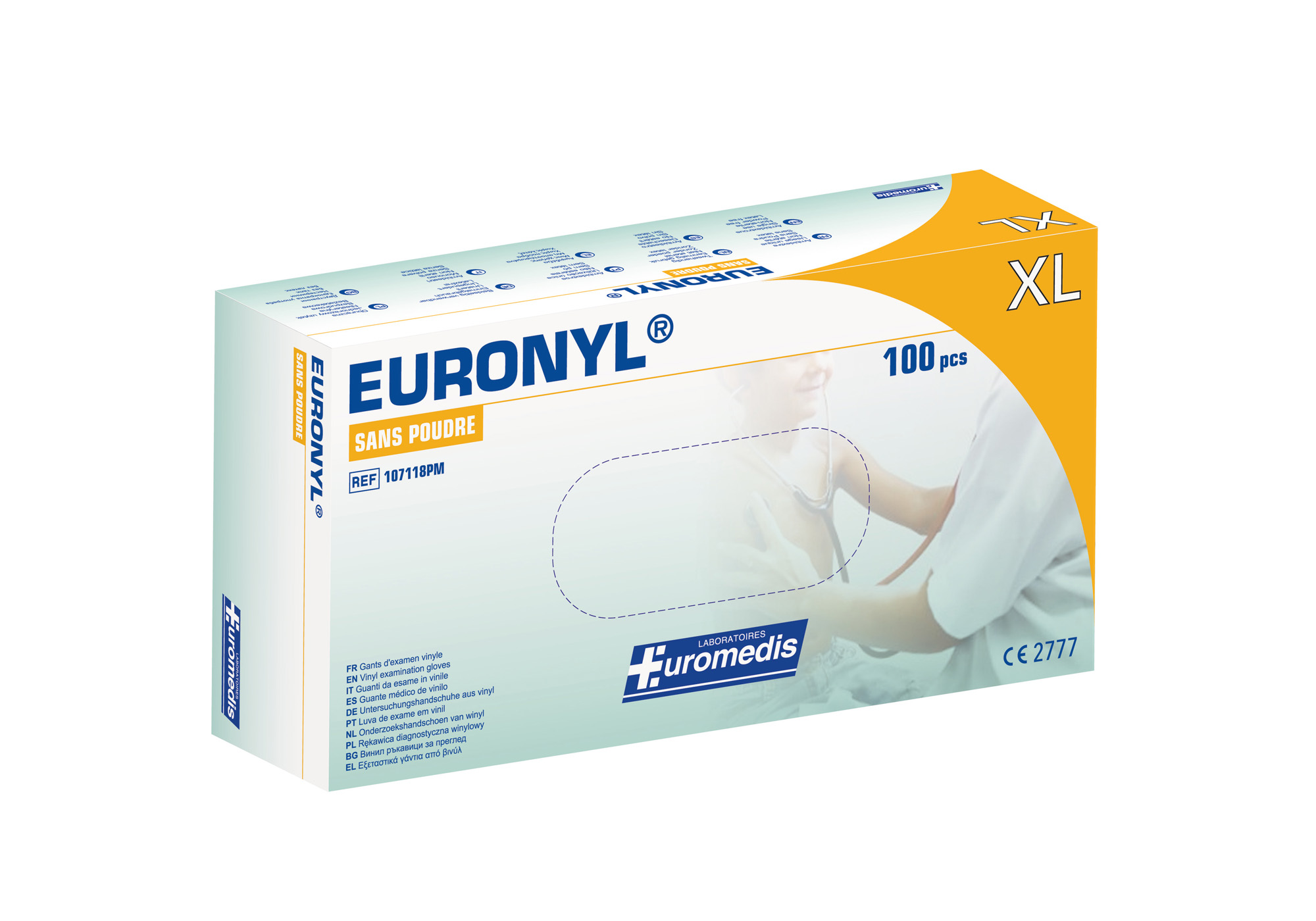 handschoenen Euronyl vinyl - poedervrij - niet-steriel - wit - XL -10 x 100 st