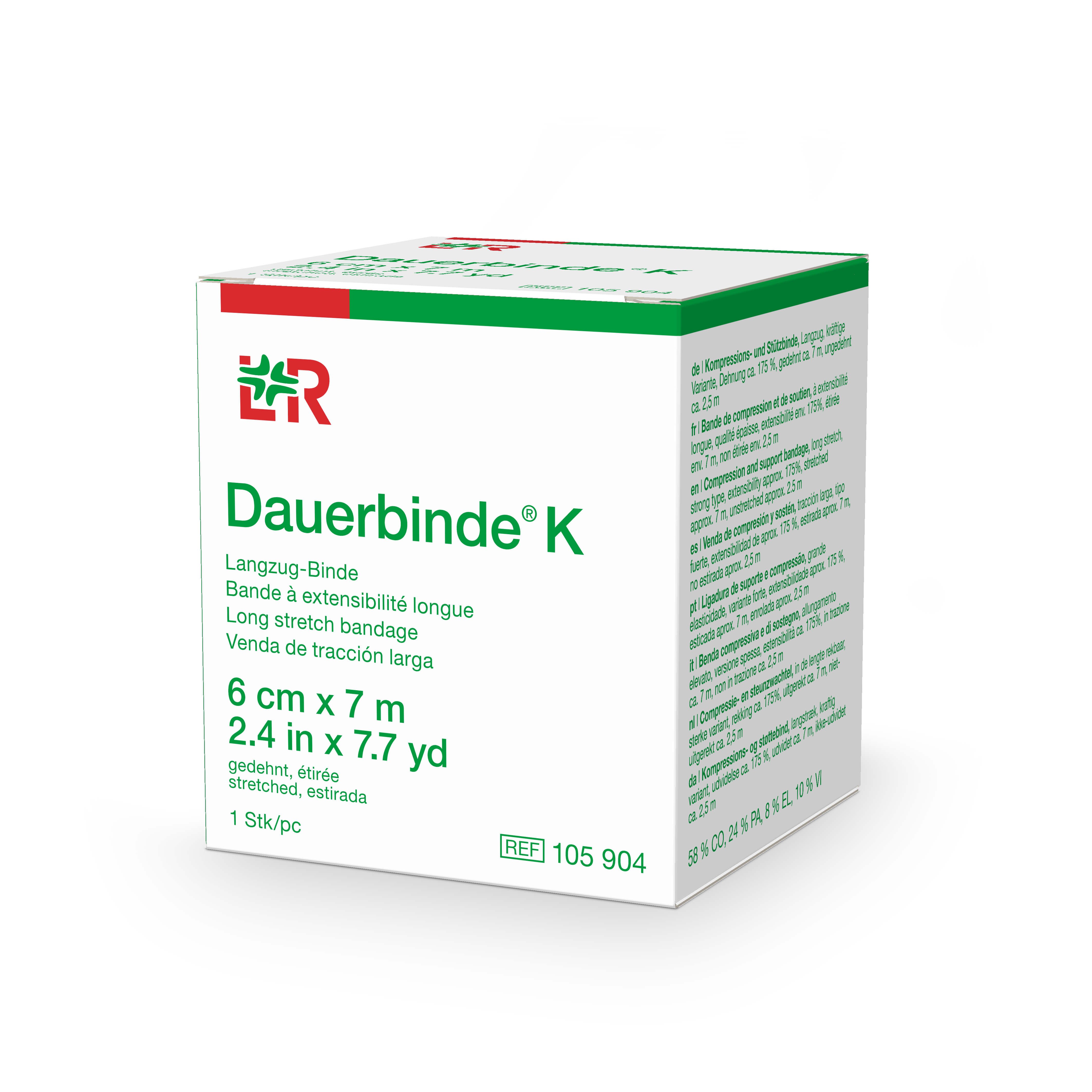 Dauerbinde® K - lange rek windel - gripvast oppervlak - 6 cm x 7 m - 1 st