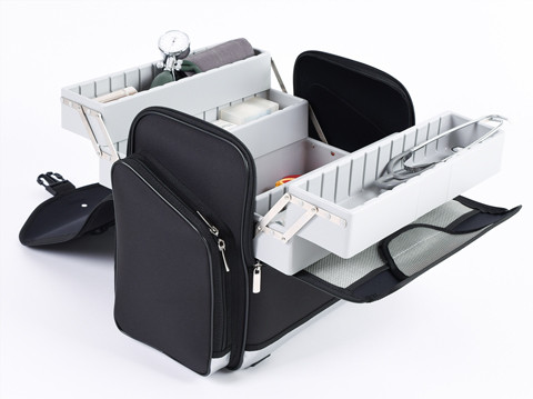 Mallette médicale avec sangles d'épaule - 40 x 36 x 24 cm - polyètre - bleu - 1 pc