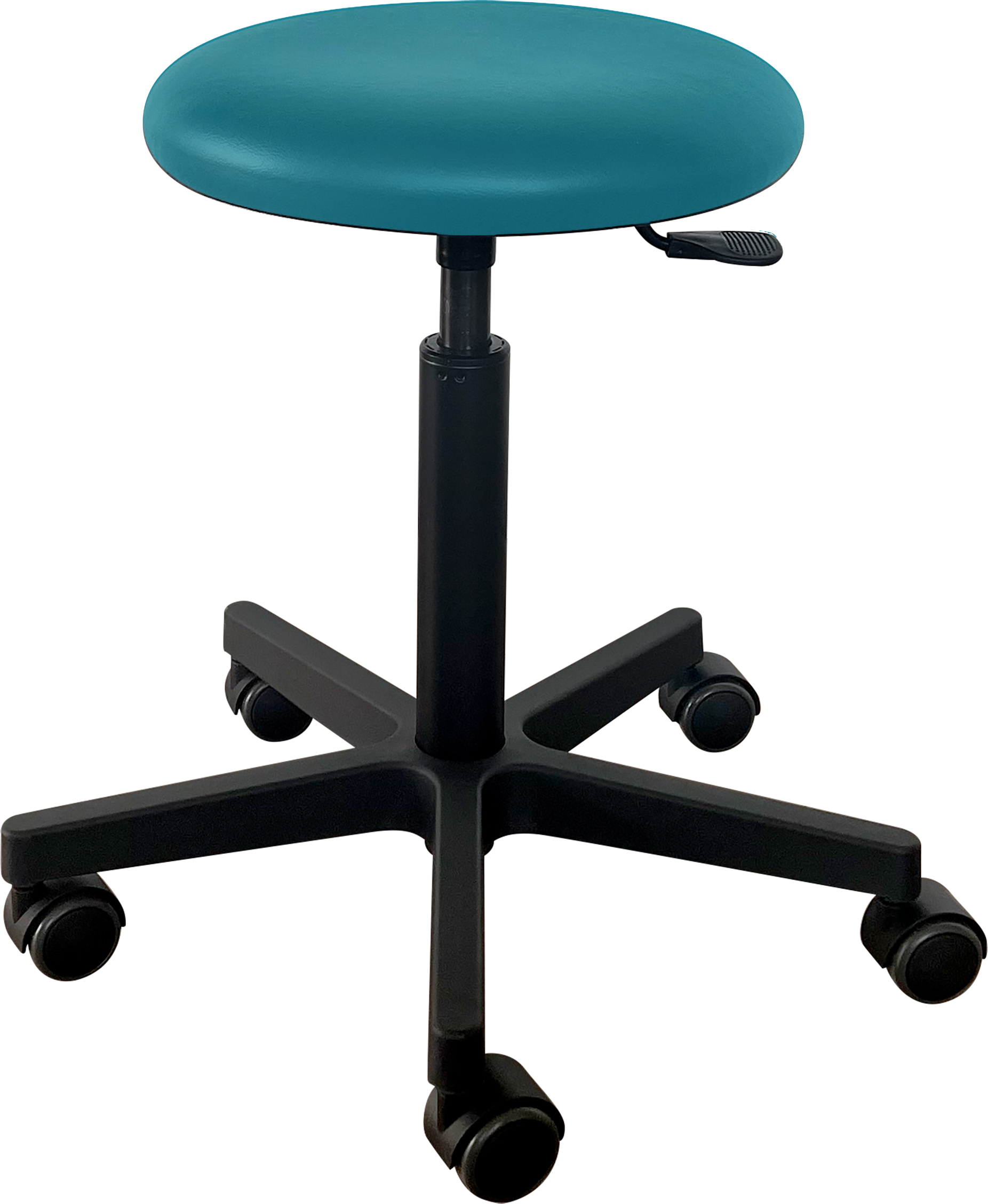 Tabouret Saar - zwarte kunststof - 5 wielen - 52 - 72 cm - Fresh bekleding - Teal - 1 st