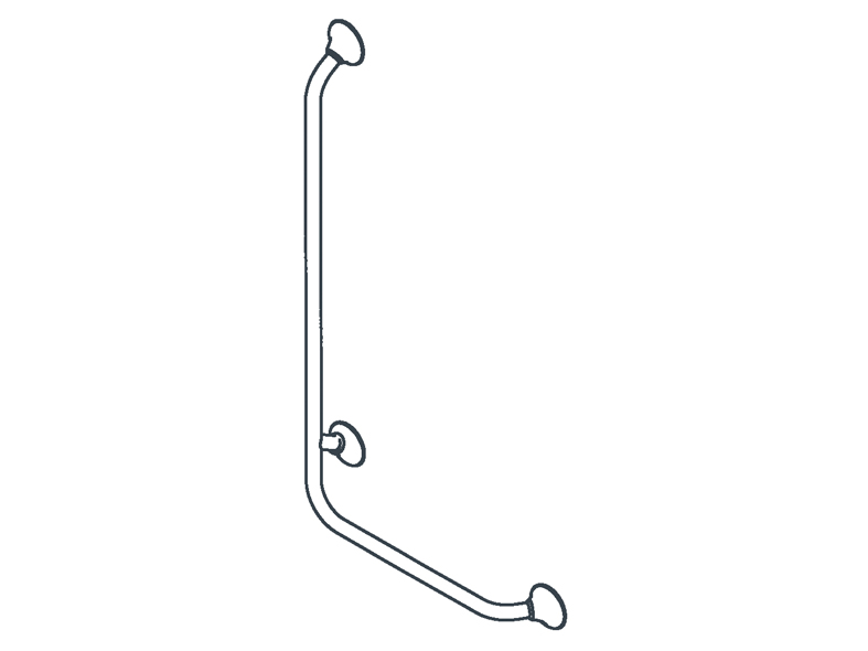 Gebogen wandbeugel 90° - 50 x 100 cm - RVS gepolijst/wit: rechts - 1 st