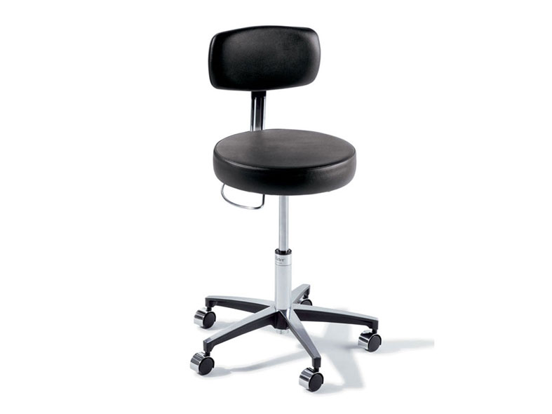 Tabouret 277 avec dossier - chassis chromé - 5 roues - 45-65 cm - noir - 1 pc