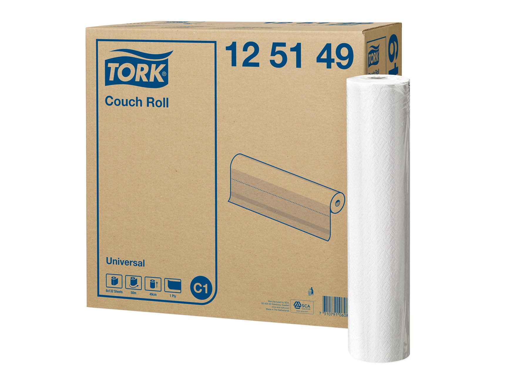 Tork Papier de table d'examen - 1-pli - 49 cm x 50 m - 8 rouleaux