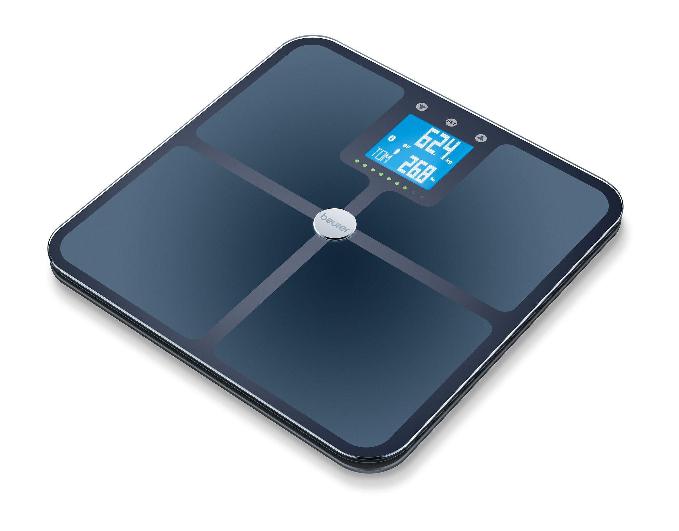 Digitale opstapweegschaal met bodyfatanalyse met bluetooth zwart glas BF950 - 180 kg - 1 st