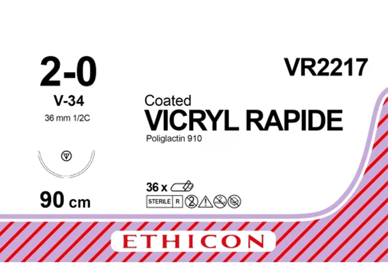 VICRYL RAPIDE™ fil de suture 2/0 - 36 mm - 90 cm - VR2217 - 36 pcs