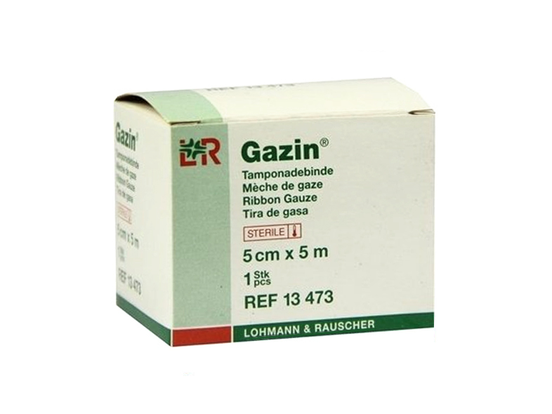 Gazin bande de mèche - 5 cm x 5 m - stérile - 1 pc