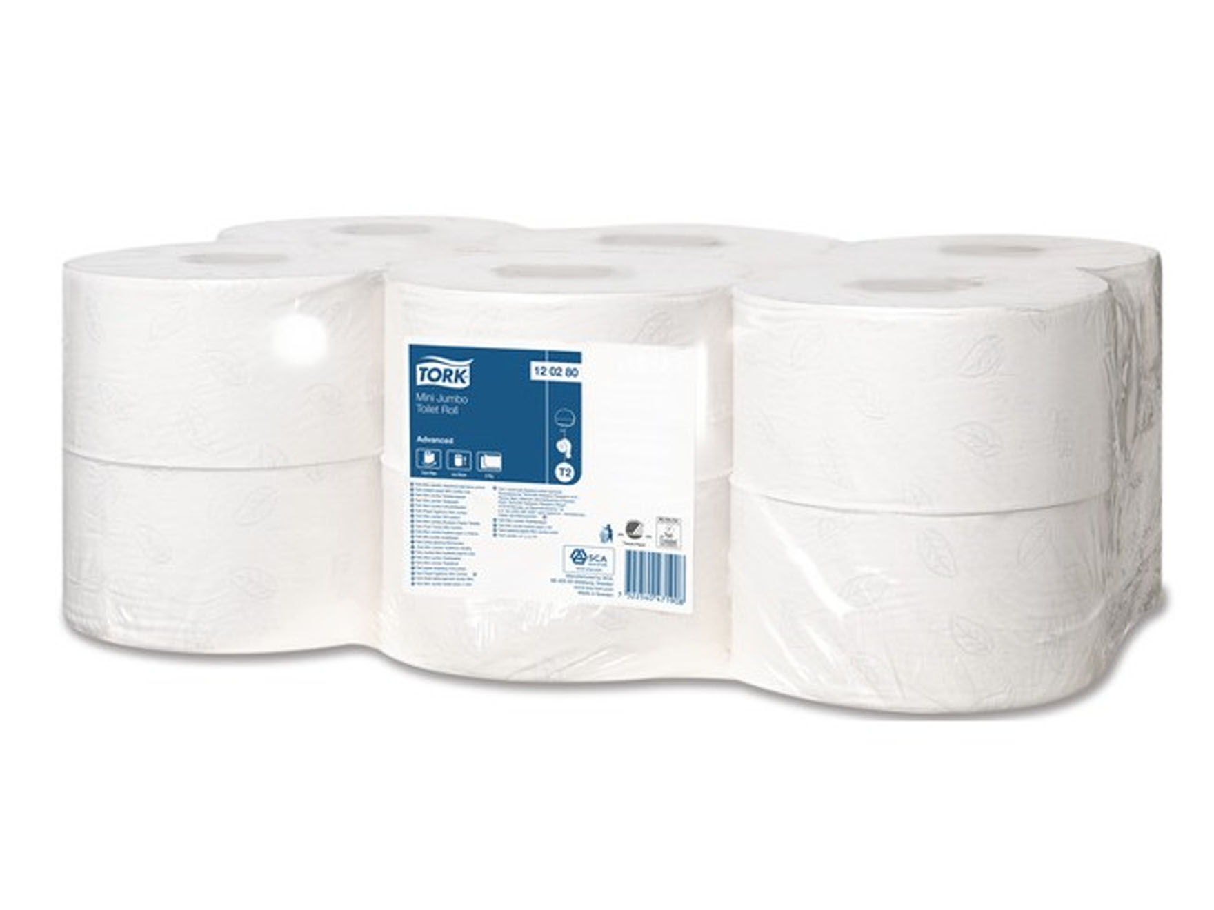 Premium papier toilette mini jumbo roll soft T2 - 2-plis - 10 cm x 170 m - 12 rouleaux
