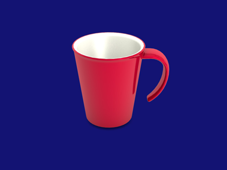 Tasse à café PBT 1201 - avec une grande anse ouverte - 350 ml - rouge - 1 pc
